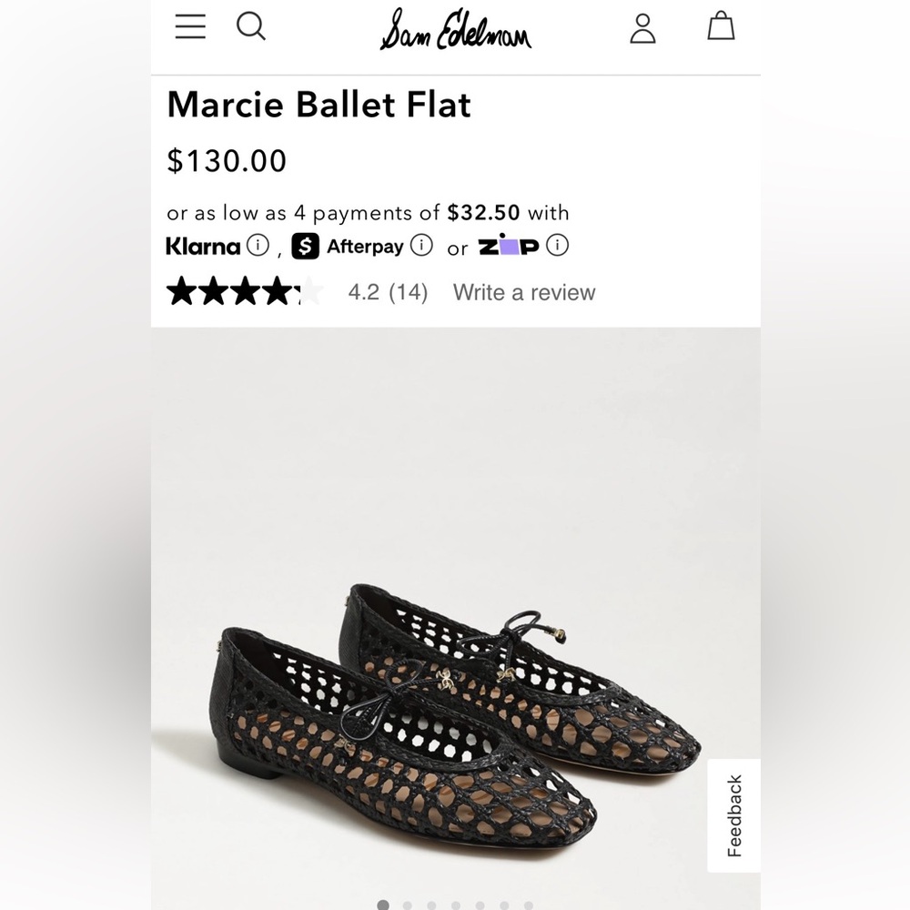 Sam Edelman Black Marcie Ballet Flats sz.8